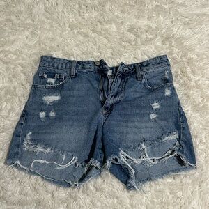 Distressed Blue Denim Women Shorts